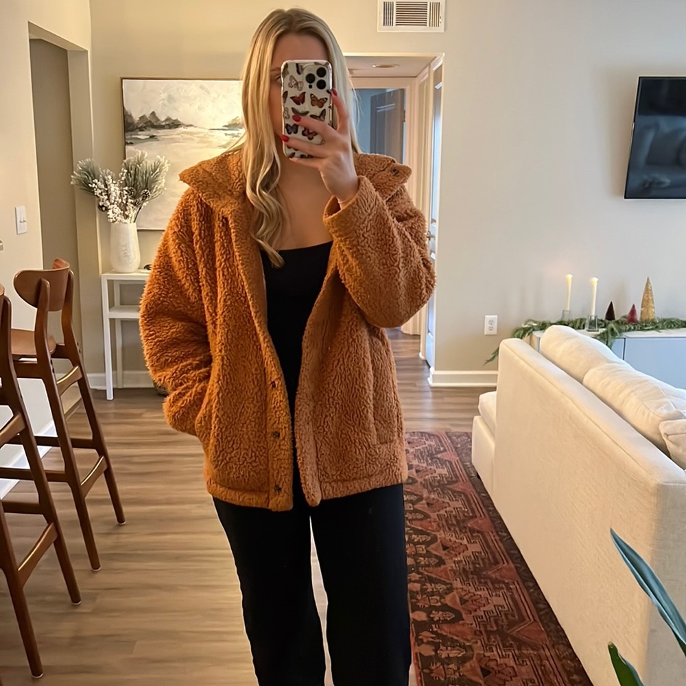 Billabong orange/tan sherpa jacket